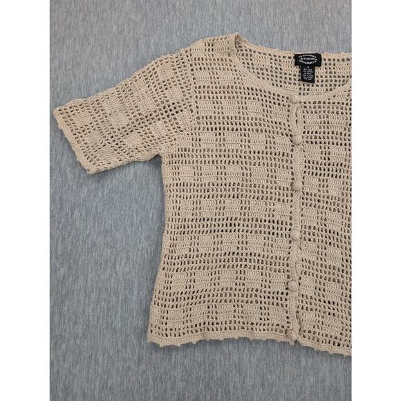 Designers Studio Originals Crochet Cardigan Womens Petite Medium Short Sleeve - Picture 4 of 11